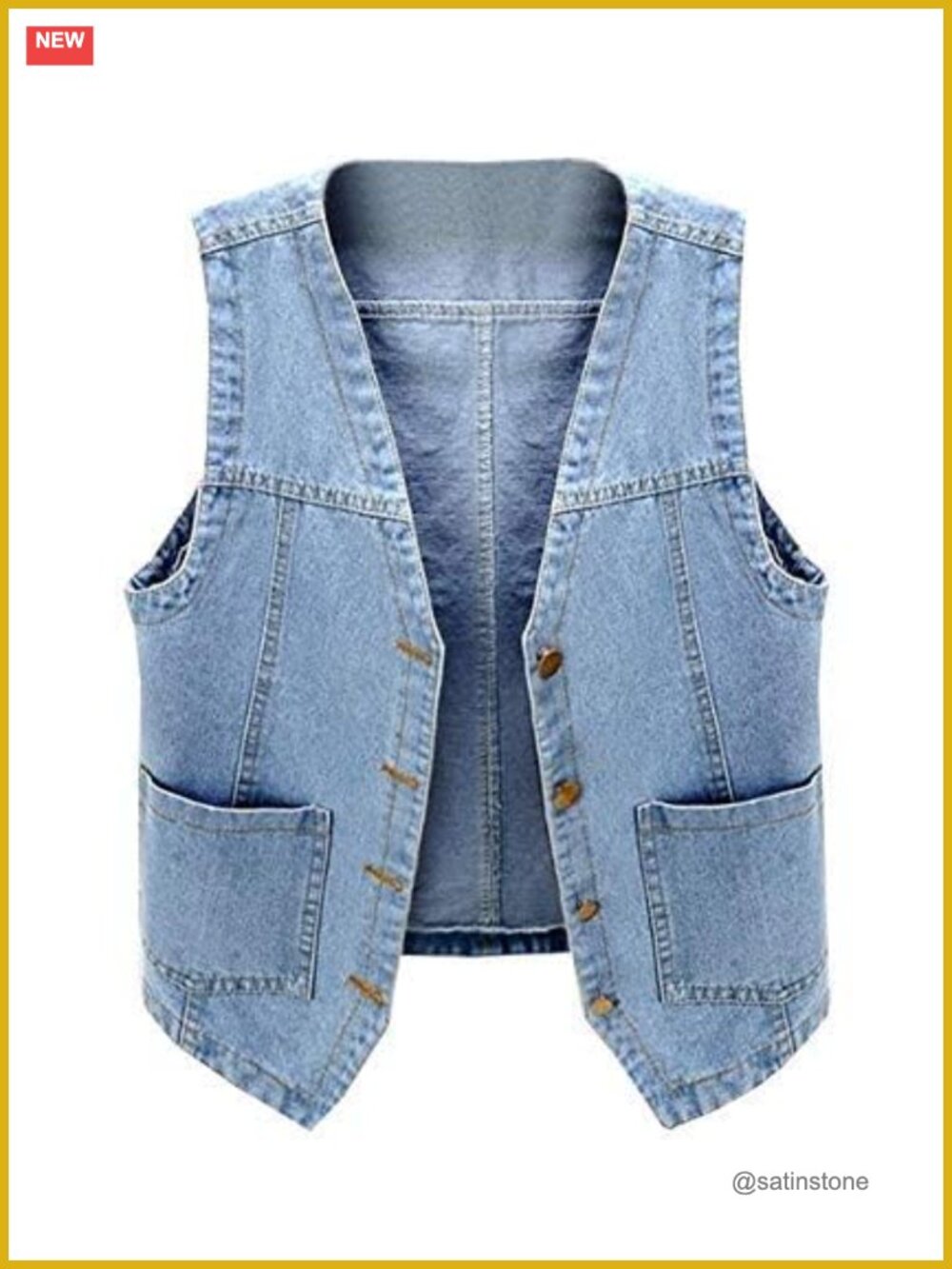 Womens Denim Vest V Neck Sleeveless Jean Vest Top Jacket
